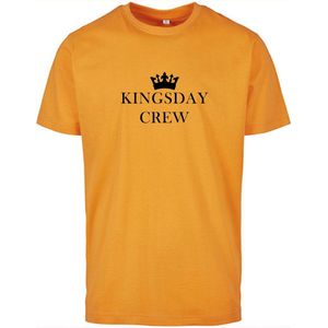 T-shirt Heren Crew - Maat L - Oranje - Zwart - Heren shirt korte mouw met tekst