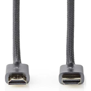 Nedis High Speed ​​HDMI-Kabel met Ethernet - HDMI Connector - HDMI Connector - 4K@30Hz - ARC - 18 Gbps - 10.00 m - Rond - Katoen - Gun Metal Grijs - Cover Box