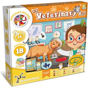 Science4you My First Veterinary Kit - 16 Wetenschappelijke Experimenten: met Dierenarts Kostuum & Speelgoed Stethoscoop - Educatieve Spellen - Rollenspelset - 4+