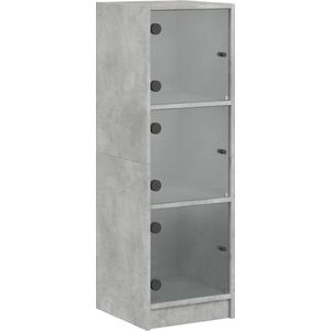 vidaXL-Hoge-kast-met-glazen-deuren-35x37x109-cm-betongrijs
