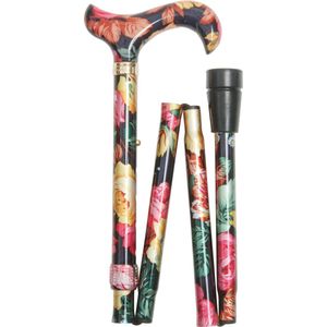 Classic Canes Opvouwbare wandelstok - Bloemen - Verstelbaar - Lengte 82 - 92 cm - Aluminium - Derby – Wandelstok - Gewicht 420 gram - Diameter wandelstok 19 mm - Wandelstokken - Voor heren en dames - Inklapbare wandelstok - Wandelstok opvouwbaar