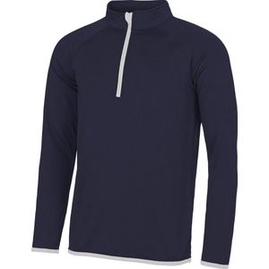 Awdis Gewoon Cool Mens Half Zip Sweatshirt (Franse marine / Arctisch Wit)