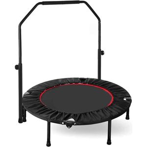 Trampoline - Fitness Trampoline - Mini Trampoline - Inklapbaar - Verstelbaar handvat - Geruisloze veerbuffer - 101 cm - Tot 150 kg