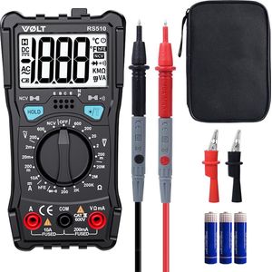 VØLT Digitale Multimeter - AC / DC - Incl. Batterij & Klemtangen - Multi Meter - Slimme Spanningsmeter met Leidingzoeker