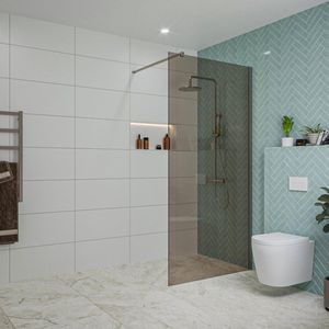 FugaFlow Eccelente Vetro inloopdouche badkamer - 100x200cm - rookglas - wandarm - gunmetal