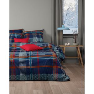 Mistral Home - DEKBEDOVERTREK - flanel - 140 x 200 cm + 65 x 65 cm - eenpersoons - ruiten - veelkleurig
