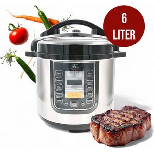 Royal swiss® Slowcooker - 4 liter – 1000 Watt - Warmhoudfunctie - Digitaal Kookboek - Keramische Binnenpan - warme functie - RVS