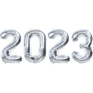 Folie Ballon Cijfer 2023 Oud En Nieuw Versiering Nieuw Jaar Feest Artikelen Happy New Year Decoratie Zilver - XL Formaat