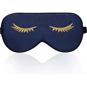 Zijde Slaapmasker - Comfortabel en Verstelbaar - Marineblauw - 1 stuk