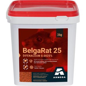 BelgaRat 25 (granen) - 120 x voorgedoseerde zakjes 25 g = 3 kg - Zeer krachtige ratten bestrijding voor binnen en buiten