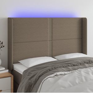The Living Store Luxe LED Hoofdbord - Taupe - 147x16x118/128 cm - Verstelbare Hoogte - Kleurrijke LED-verlichting - Duurzaam Materiaal