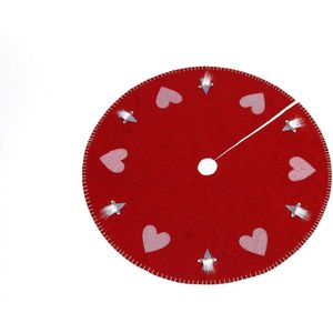 Kerstboomrok / Kerstboomkleed - 100 x 100 cm - rood-wit geruite harten en de grijze kabouters