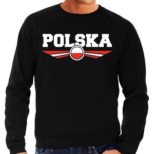 Polen / Polska landen sweater met Poolse vlag - zwart - heren - landen sweater / kleding - EK / WK / Olympische spelen outfit M