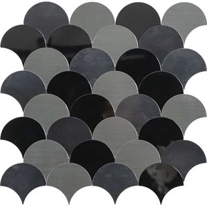 Zelfklevende Mozaïek Wandtegel Visschub Black Steel