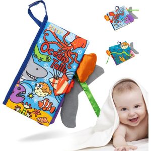 MontiPlay® Knisperboekje Baby - Buggyboekje - Baby speelgoed 6 maanden - Box speelgoed activity - Activiteitenboekje - Sensorisch speelgoed baby - Ocean