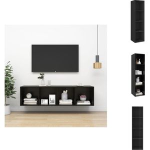 vidaXL Tv-meubel - Hoogglans zwart - 37 x 37 x 142.5 cm - Spaanplaat - Kast