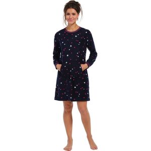 Rebelle dames nachthemd lange mouw Fleece - Stars - 42 - Blauw.