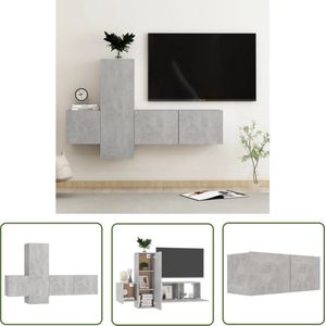 The Living Store Televisiekast Betongrijs - Spaanplaat - Afmetingen (L) 80x30x30cm (M) 30.5x30x90cm (S) 30.5x30x30cm