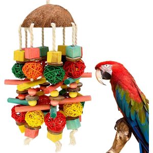 Papegaaien kauwspeelgoed voor vogels, 55 cm groot natuurlijk houten papegaai speelgoed, kauwspeelgoed voor vogels, bijtspeelgoed voor grote papegaaien, Afrika's grijze papegaaien
