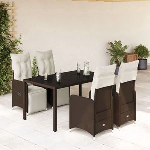 vidaXL Bistroset - 5-delig - Poly Rattan - met Kussens Bistro Set - Buitendecoratie - Lounge Set - Terrasmeubilair - Tuinstoelen