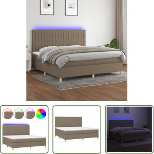 The Living Store Boxspring Taupe - Pocketvering Matras 100x200 - Verstelbaar Hoofdbord - LED Verlichting - Huidvriendelijk Topmatras - The Living Store