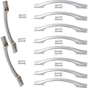 Set met 10 handgrepen voor meubels - asafstand 96 mm - kastdeuren lade - decoratie keuken woonkamer - montage commode - metaal - oppervlak mat zilver