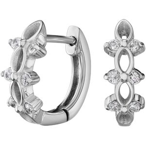 Traveller Oorringen - Oorbellen Dames - Zilverkleurig - Zirconia - Ø 14mm - Edelstaal - Oorstekers - 166355