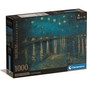 Clementoni Puzzels voor volwassenen - Van Gogh - Starry Night, Museum Puzzel 1000 Stukjes, 14-99 jaar - 39789 COMPACT BOX