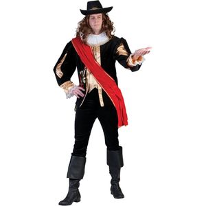 Funny Fashion - Piraat & Viking Kostuum - Nachtwacht Kapitein Frans Banning - Man - Zwart - Maat 52-54 - Carnavalskleding - Verkleedkleding