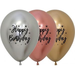 Happy Birthday ballonnen - Silver, Rose Gold en Gold - 30cm feestversiering verjaardag