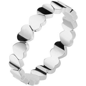 Ringen Dames - Ring Dames - Dames Ring - Zilverkleurig - Zilveren Ring Dames - Ring - Ringen - Sieraden Dames - Met Hartjes - Devoted