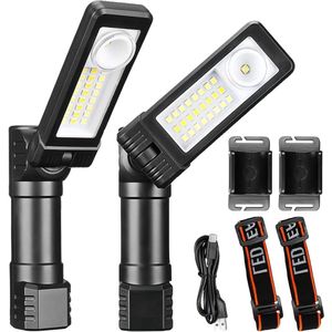 2 stuks COB-inspectielamp 360 graden draaibaar voor autoreparatie inspectie garage noodgevallen met LED-werklamp zaklamp