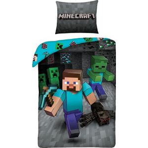 Minecraft Dekbedovertrek Mining - Eenpersoons - 140 x 200 cm - Katoen