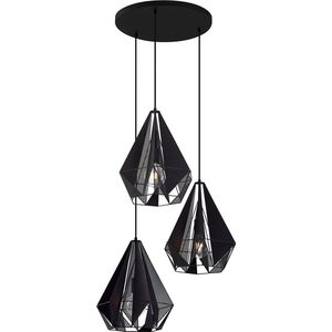 QAZQA carcass - Industriele Hanglamp - 3 lichts - Ø 45 cm - Zwart - Industrieel - Woonkamers-sSlaapkamers-sKeuken