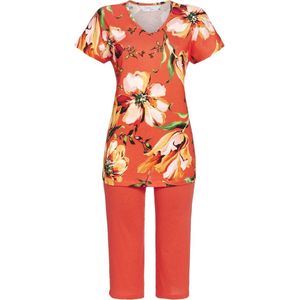Koraalrode pyjama bloemen - Rood - Maat - 38