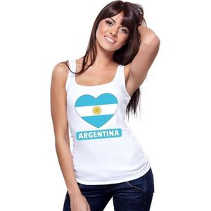 Argentinie hart vlag singlet shirt/ tanktop wit dames L