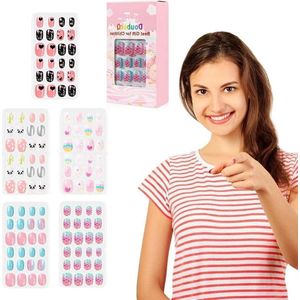 120 Stuks Kunstnagels voor Kinderen - Volledige Dekking Pre-lijm Acryl Nageltipkit .