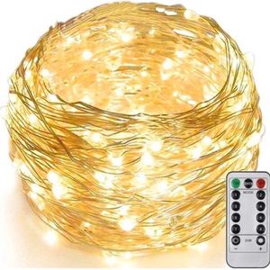 BOTC Lichtsnoer Binnen en Buiten Met Afstandsbediening - Fairy Lights 20 meter - 200 LED Lampjes Slinger - Soothe Lichtsnoer Binnen - Op Batterijen - Warm White - Transparent