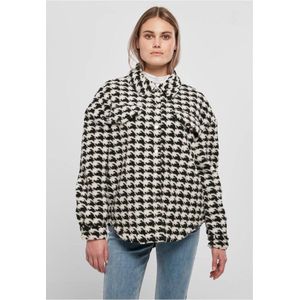 Urban Classics - AOP Sherpa Overshirt Blouse - XL - Zwart/Wit