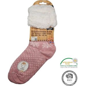 Antonio Huissokken - Sneeuwvlokken - Roze Wit - Dames - Antislip ABS - One Size (35-42) - Hüttensocken - Warme Sokken - Warme Huissok - Sloffen