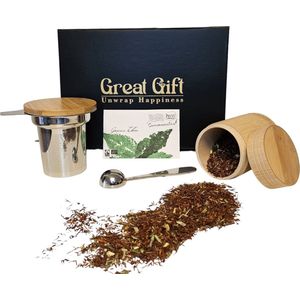 GreatGift® - Theepakket Rooibos - in luxe verpakking - Met Theezeef - Met persoonlijke boodschap uit Sri Lanka - Uniek cadeau