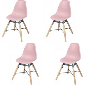 JUDY WILD SET x 4 ROZE KINDERSTOEL IN PP METALEN STRUCTUUR 30,5X36X56CM