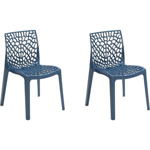 Set van 2 stapelbare stoelen DIADEME - Polypropyleen - Prussisch blauw L 52 cm x H 81 cm x D 51 cm