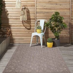 Flycarpets Caprenia Bruin Buitenkleed - Vloerkleed Buiten - Laagpolig Tuinkleed, Tuintapijt, Buitentapijt - 120x170 cm