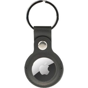 Apple AirTag Sleutelhanger - AirTag Apple Case Nepleer - Imitatieleer Air Tag Hoesje - 2 Stuks - Zwart