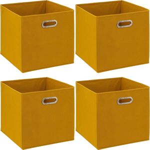 5Five Opbergmand - 6x - 29 liter - geel - linnen - 31 x 31 x 31 cm