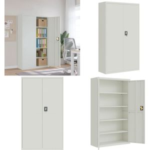 vidaXL Archiefkast 105x40x180 cm staal lichtgrijs - Archiefkast - Archiefkasten - Opbergkast - Kantoorkast