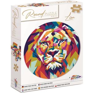 Grafix Ronde Puzzel 1000 stukjes voor volwassenen | Leeuw | Legpuzzel | Diameter 68 CM | Geschikt voor kinderen vanaf 14 jaar