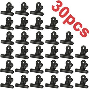 30 stuks kleine bulldog paperclips, multifunctionele clip voor clips voor foto's, kantoor en keuken (zwart, 22 mm)