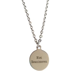 Niet Reanimeren J - Ketting - Volledig RVS/Stainless steel - 70 cm + 5 cm verlening